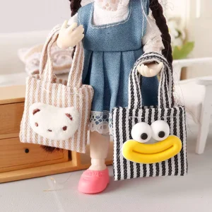 Miniature Food Toy Ob11 Doll Clothing Accessories Canvas Bag Single shoulder Bag Mini Model Dollhouse Toys