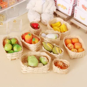 Miniature Food Toy Woven Basket Storage Basket Mini Model 1 12 Ob11 Dollhouse Pocket