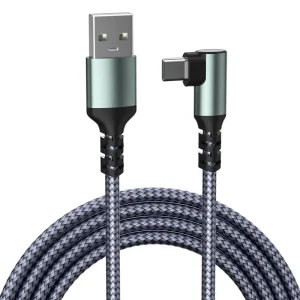 Mobile Accessories 2m 6ft Nylon Braid 18W Right Angle Fast Charger Mobile Phone 90 Degree Usb to Type c