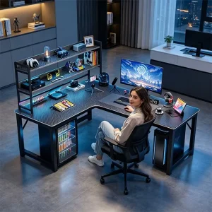 Modern L-Shaped Corner Computer Gaming Desk for Office