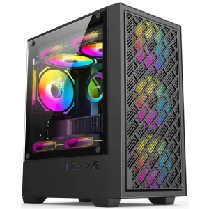 Modern MATX Full/Mid Tower Gaming PC Case, ATX