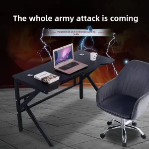 Modern Metal Design Portable Writing Gaming Workstation Large Desktop Home Use Computer Desk Wood Surface Compact