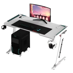 Modern Simple PC Gaming Desk RGB Metal Frame K-Shape E-Sports Table