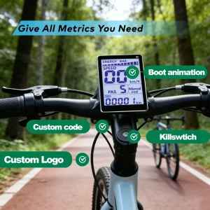 Multifunction Wired E-Bike Computer Waterproof Connector PAS Modes and Error Code Display
