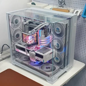 NPC Custom Graphics Rem M ATX Computer Case 360 Degree Panoramic Tempered Glass Support Mid tower DIY Custom Case for 360 Degree