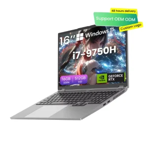 New 16.1Inch 16 10 Rtx3050 Intel I7 9750h 6 Core 2.6GHz 32GB GDDR6 RAM 1920X1200 Win 11 SSD OEM ODM 60Hz Gaming Laptop