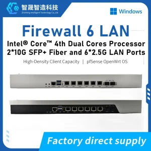 New 1U Firewall PC Soft Router 6 LAN Intel I3 I5 I7 4th Gen DDR3 Gigabit for Office and Enterprise Network Server Applications