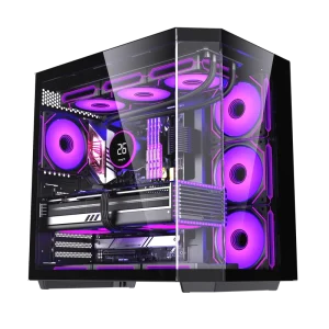 New Design ATX Mid Tower E sports Desktop Gaming Chassis Double Sided Panoramic Tempered Glass Panel PC Case