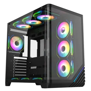 New Design Curved Glass Computadoras Casing Full View Pc Gamers case Completo Desktop Computer Atx Gaming case with ARGB Fans