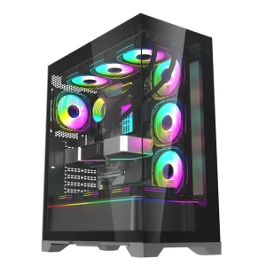 New Design E ATX RGB Gaming Desktop Panoramic Tempered Glass Computer Case & Tower Tempered Glass Gabinete Gamer Full Towers