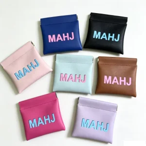 New Mahjong Dice Game Bags for Board Game Party Premium PU Leather Shrapnel Squeeze Pouch Automatic Closure Mini Dice Purse