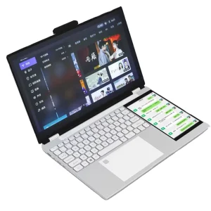 New Office Business Laptop 15.6 Inch 7 Inch Double Monitor Intel N95 12th Gen RGB Backlit Keyboard Dual Screen 256GB SSD IPS