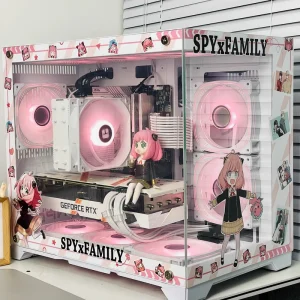 No-Pillar Seaview Anime UV-Printed Custom MATX Mid Tower Acrylic Computer Case 360