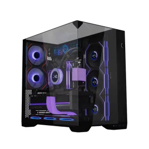 O11 Vision Compact Gaming PC Case Three-Sided Tempered Glass Panoramic MicroATX Mid Tower Steel Chassis