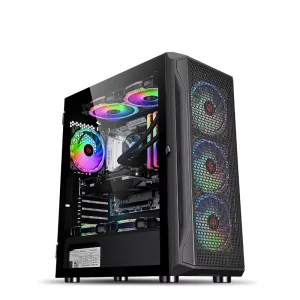 OEM ATX PC Case with Glass Panel, Colorful Fans and Cooling