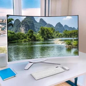 OEM Curved Screen IPS LCD All in One PC 27 Inch Dual Core Intel Core I5 16G RAM 512GB SSD Custom Game Desktop