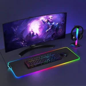OEM Extended RGB Glowing LED Gaming Mousepad with Non Slip Rubber Base Waterproof Mousepad