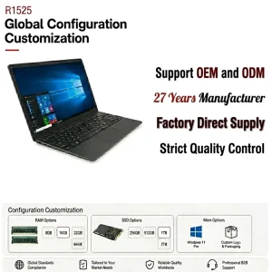 OEM Factory Customizable 14.1 Inch FHD Notebook Intel J3355 16GB Laptop for Students