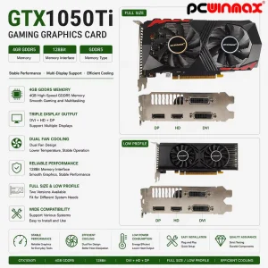 OEM GTX 1050 Ti 4GB GDDR5 128-Bit Low Power Gaming Graphics Card HD/DP/DVI Output for Desktop PC Upgrade