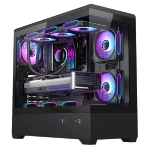 OEM Mid Tower Desktop Gamer Computer Case with Power Supply Transparent Cabinet for Mini PC Factory Direct