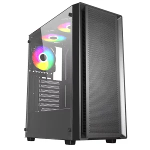 OEM ODM Aluminum Alloy Mid Tower PC Chassis ATX M-ATX ITX Compatible Black