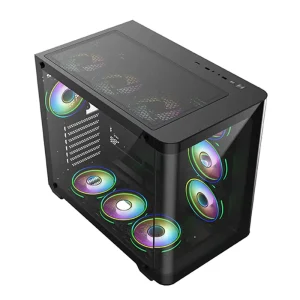 OEM ODM Custom ATX Gaming PC Case Mid Tower Black Curved Glass