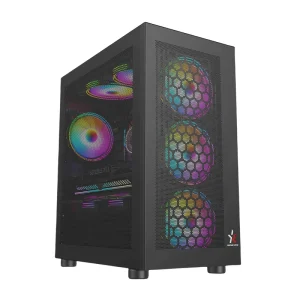 OEM ODM Full Mesh Plastic Micro ATX Mid Tower Customizable Gaming PC Case with Black Side Panel Window USB Ports HD Audio