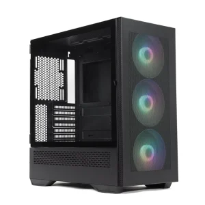 OEM ODM Full Metal Mesh Removable Front Panel EATX PC Gaming Case Tempered Glass Sides Aluminum Alloy Construction Black Tower