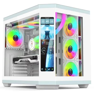 OEM ODM Full Tower Black and White ATX PC Case with Optional LCD Display