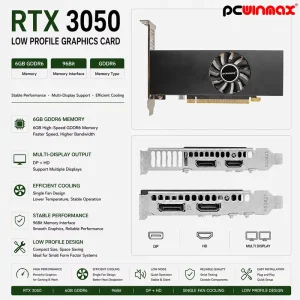 OEM/ODM RTX 3050 6GB GDDR6 96-Bit Low Profile Gaming Graphics Card HD/DP Output for Slim Desktop PC