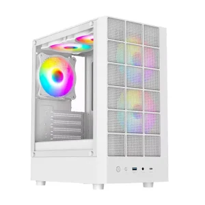OEM ODM White Mid-Tower Gaming PC Case with Tempered Glass for Micro ATX and MATX
