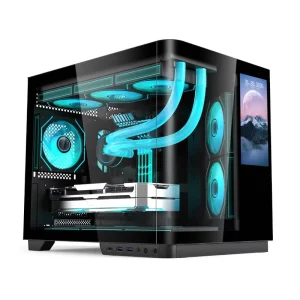 OEM SOEYI New Curved Tempered Glass Computer Case MATX Wholesales Gaming Computer PC Case 6inches Lcd Display Screen