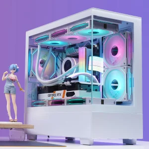 OEM Tempered Glass MATX Desktop PC Case White RGB Cube Supports 360 Cooler