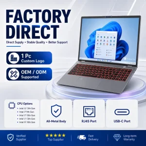 OEM White Label 15.6 Inch Notebook 32GB 64GB RAM Intel Core i5 i7 i9 9th 10th 11th 13th Gen All Metal Business Laptop
