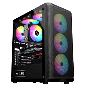 Odin Mid Tower E-ATX Gaming PC Case with High-Airflow Mesh Panel and Tempered Glass Side Panel