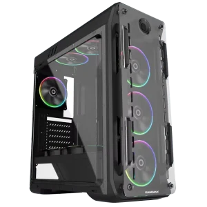 Optical Black Steel Gaming Case Mini-ITX ATX Rainbow LED Fan 7-Slot Audio Front USB Ports Mid Tower Computer