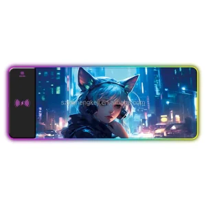 Oversized RGB Mouse Pad with Wireless 15w Quick Charging Function Desktop Mat Gaming Accessories Support Pattern Customization