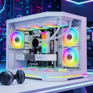 Oversized Screen Mid Tower Aluminum Alloy Desktop PC Case Premium Tempered Glass Gaming Cabinet ATX M MATX Computer Chassis