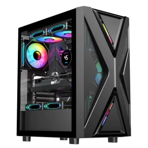P30 Mid Tower ATX Gaming PC Case Side Tempered Glass Mesh Transparent Computer Case for Desktop Office Use