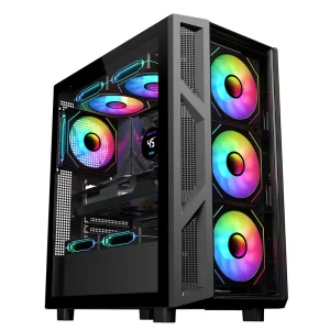 P31 Glass ATX Mid Tower Computer Case with Transparent Side Panel and Type-C Port
