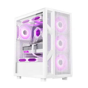 P31 Micro Gaming Computer Case Glass Side Panel Bottom PSU Position USB 3.0 Mesh Front Audio Ports White