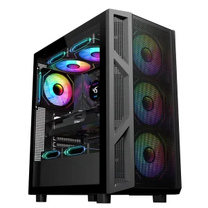 P31 Mid Tower Gaming Computer Case Sea View Design Side Tempered Glass Mesh Front Panel Type-C Port