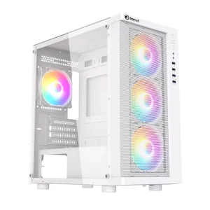 PC Case M ATX Mid Tower Tempered Glass White Color Horizontal Gaming Computer Case