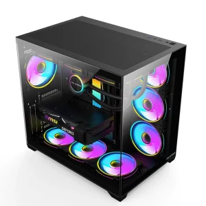 PC Case with Fans Type C 360mm Water Cooling Dual Chamber 400mm GPU Support ATX Panoramic Gaming Computer Case Tower