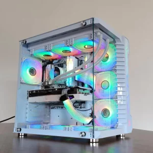 PC Gaming Case Tempered Glass 10 X 120mm Fans Supported ATX Computer Cases Towers Desktop for Gaming