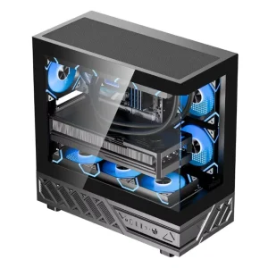 PC Gaming Computer Case Cabinet CPU Water Cooler Tempered Glass Office Itx Open Frame Pc case with Screen