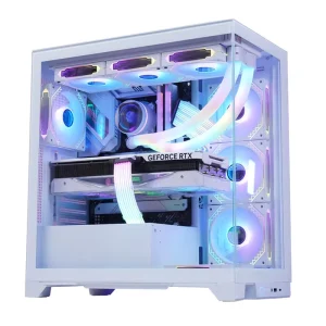 Panoramic PC Case with Type C and 360mm Water Cooling Support Gaming Computer Case with ARGB Fans