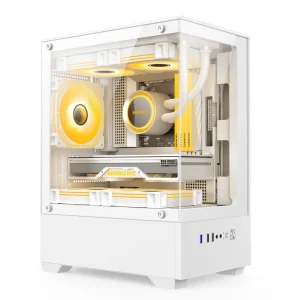 Pillarless Mini Micro ATX Gaming PC Case with Fans, 240mm AIO Support
