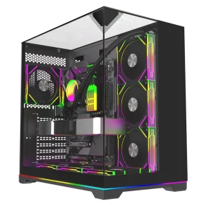 Pillarless Triple Pane Glass View White Pc Casing Cpu Cabinet Atx Full Towers Desktop Rugged Cooling Gaming Computer case