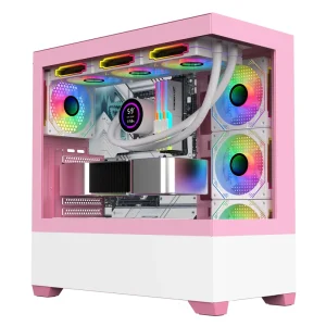 Pink ATX Gaming PC Case with Tempered Glass